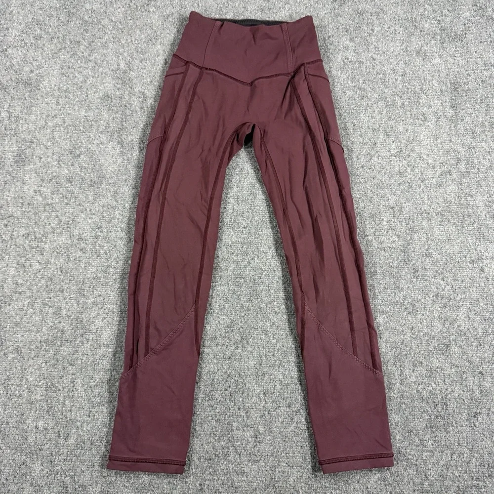 Lululemon Leggings Womens 2 Maroon Crop 23